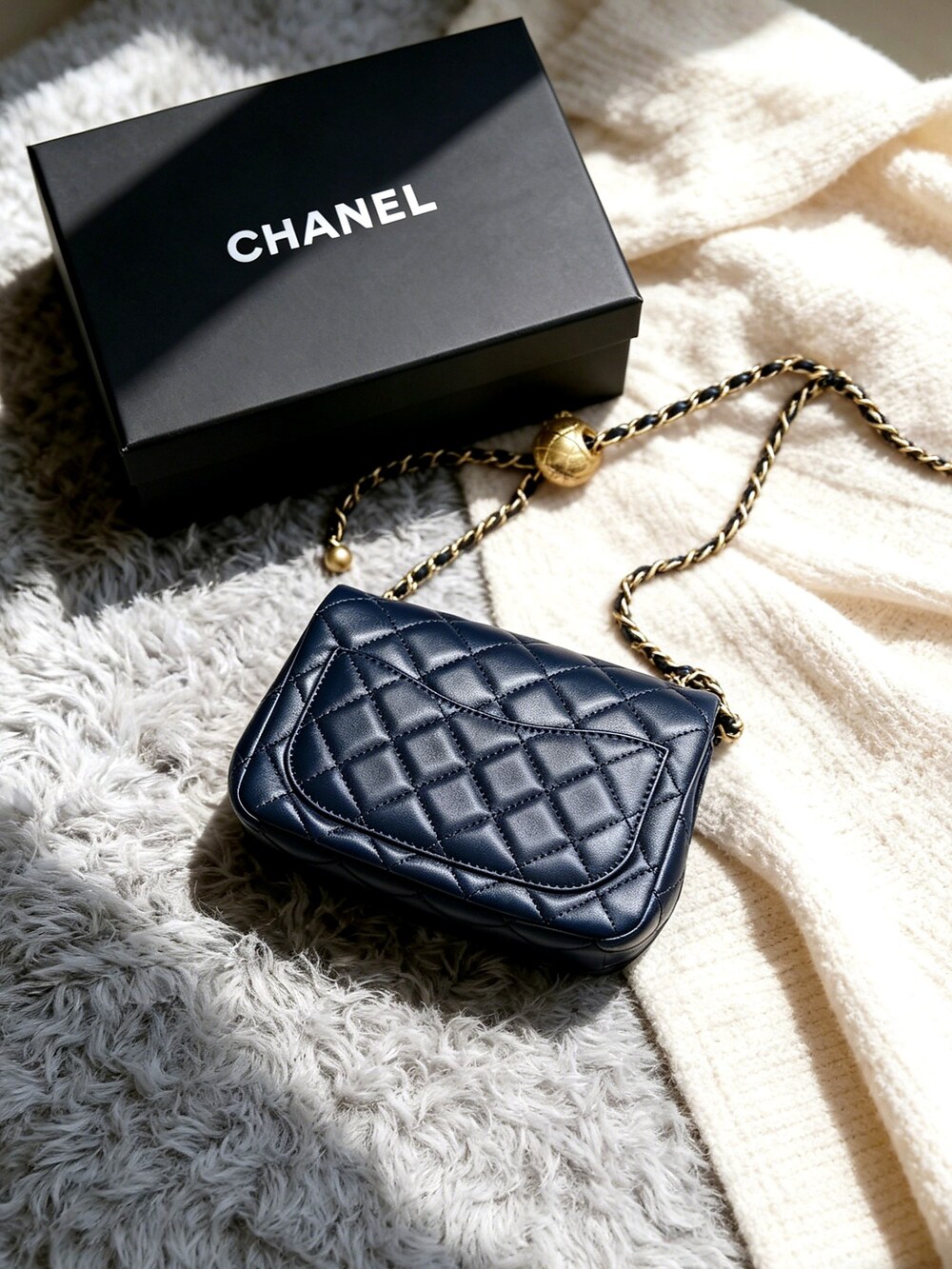 Chanel Navy Blue Quilted Mini Flap Chain Bag - Picture 2 of 5